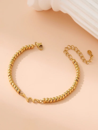 Wave Beaded Bracelet [304 Stainless Steel, 18K Gold Plated]