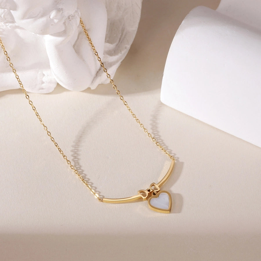 Collana nodo a fila a forma di cuore [acciaio inossidabile 304, oro 18K placcato]