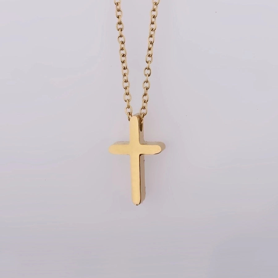 Collana a croce [acciaio inossidabile 304, oro 18K placcato]