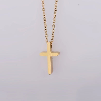 Collana a croce [acciaio inossidabile 304, oro 18K placcato]