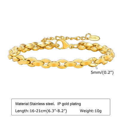 Flat Cable Chain Bracelet [304 Stainless Steel,18K Gold Plated]