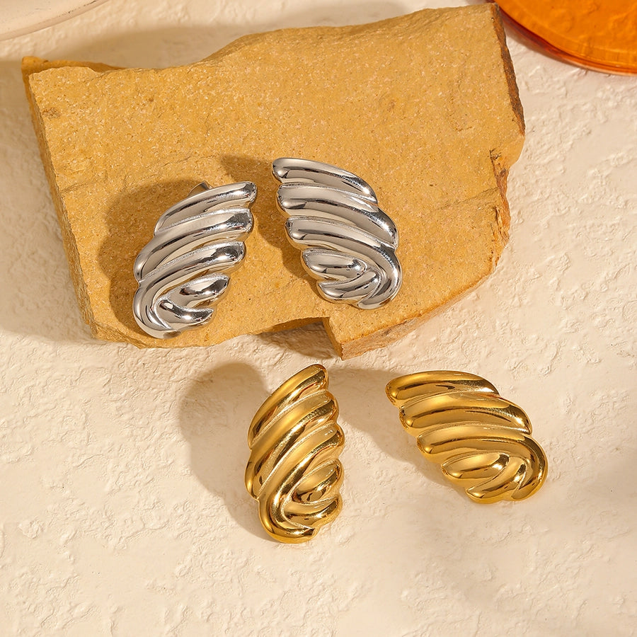 Wings Polishing Plating Earrings [304 Stainless Steel,18K Gold Plated]