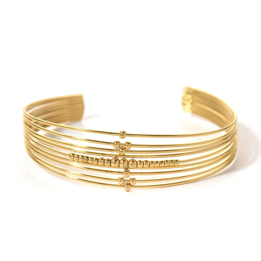 Golden Rows Bangle Bracelet [304 Stainless Steel,14K Gold Plated]