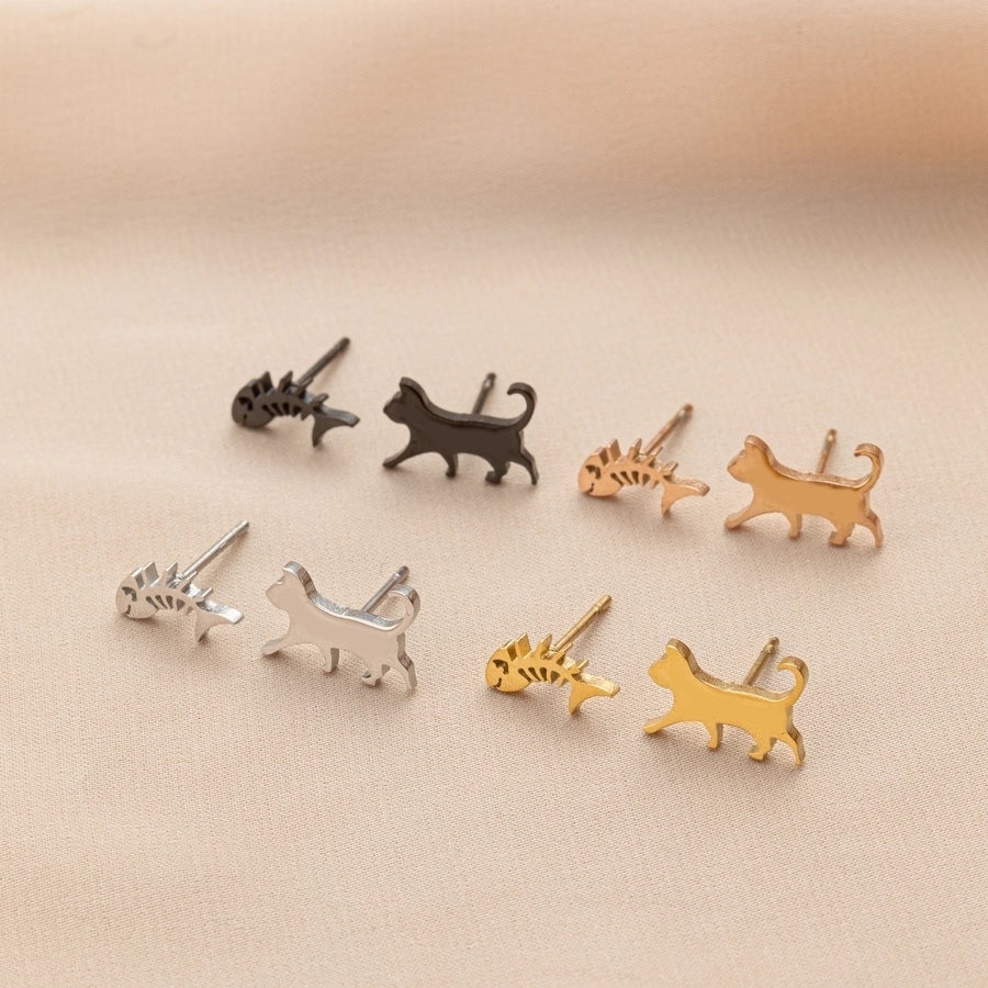 Animal Stud Earrings [304 Stainless Steel,18K Gold Plated]