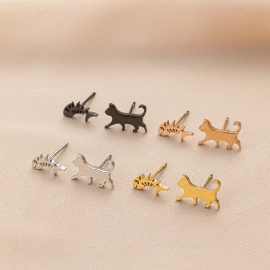 Boucles d'oreilles à goujons animaux [304 en acier inoxydable, 18 carats plaqués en or]