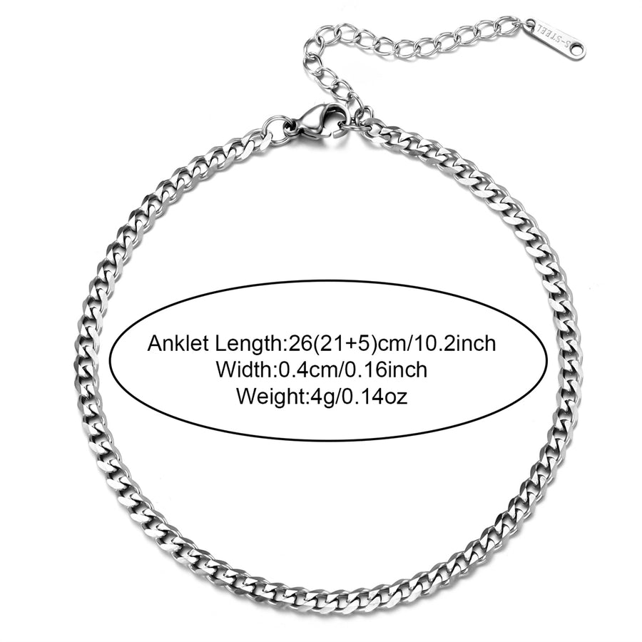 Silver Curb Chain Anklet [304 Stainless Steel]