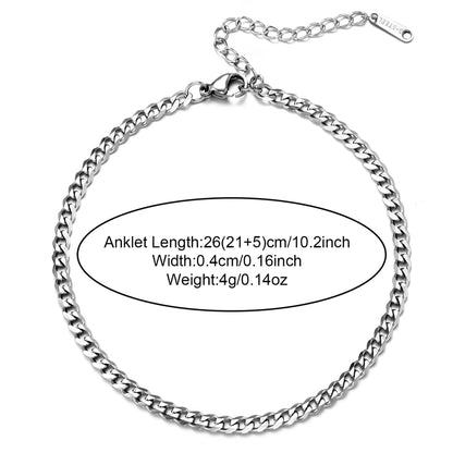 Silver Curb Chain Anklet [304 Stainless Steel]