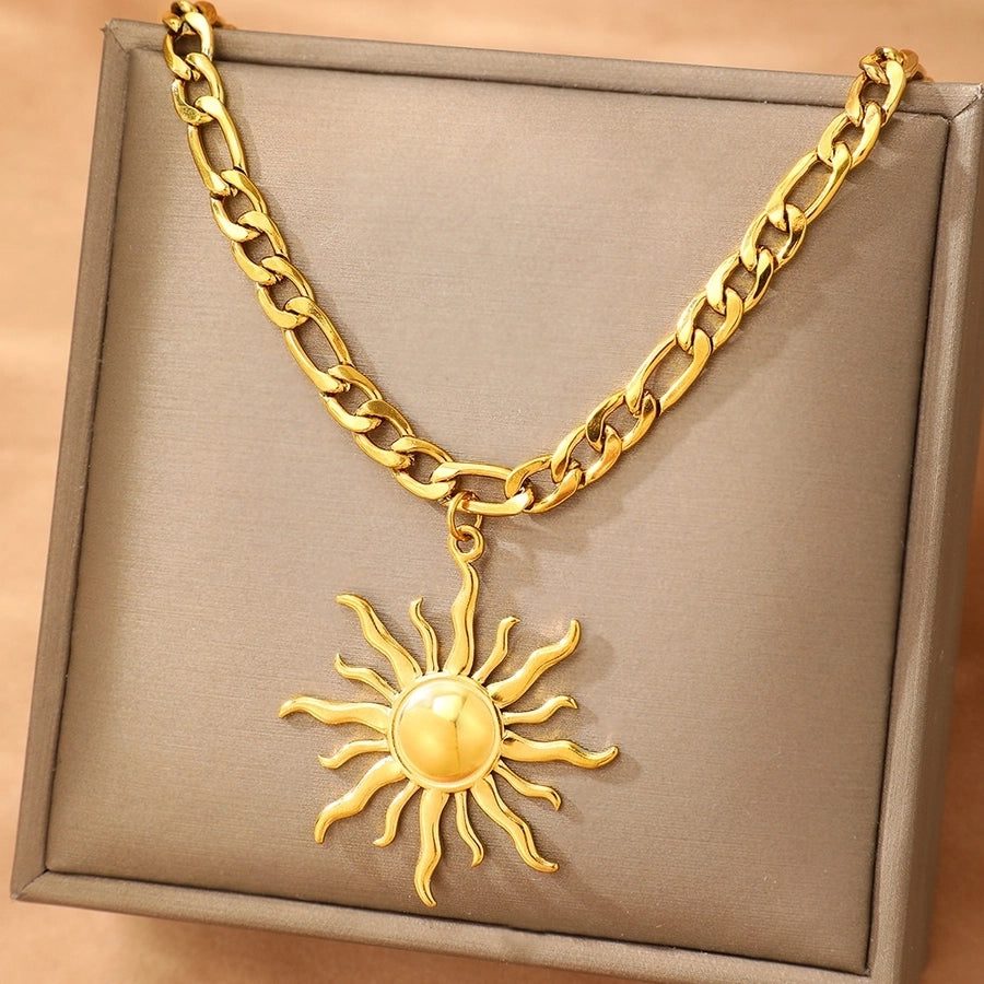 Sun Necklace [304 Stainless Steel,18K Gold Plated]