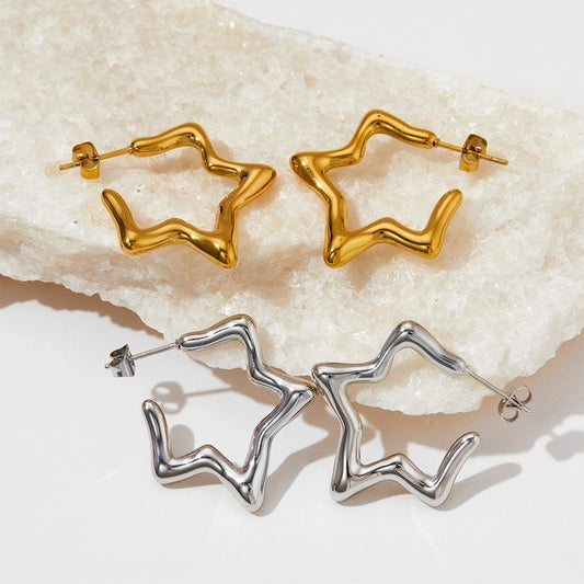 Star Earrings [304 Stainless Steel,16K Gold Plated]