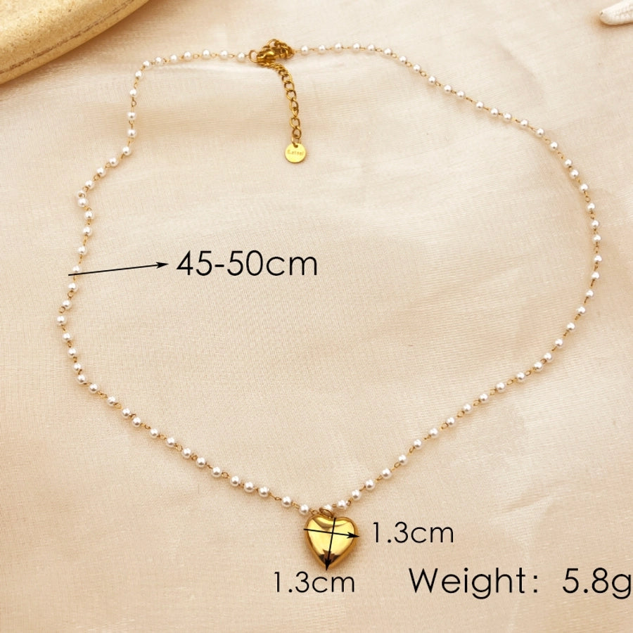 Heart Shape Necklace [304 Stainless Steel,18K Gold Plated]