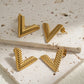 V Letter Earrings [304 Stainless Steel,18K Gold Plated]