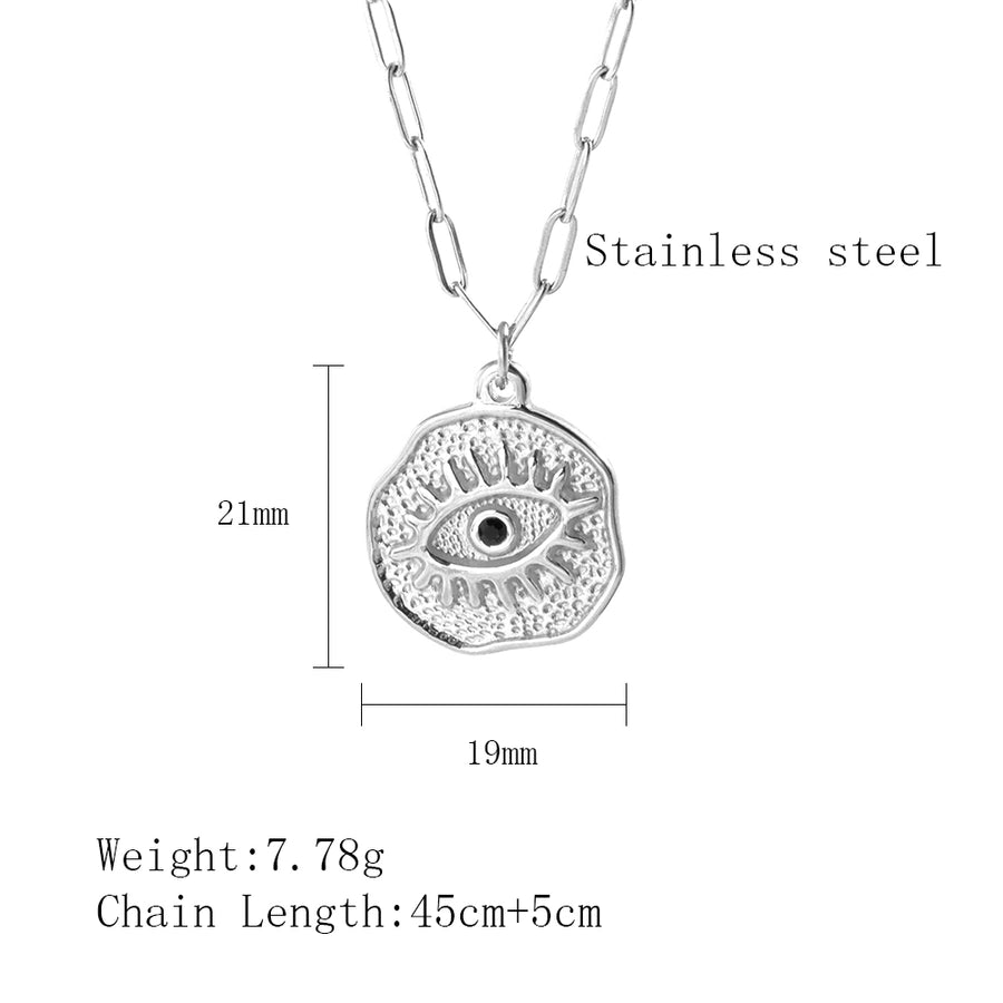 Devil's Eye Rhinestones Pendant Necklace [304 Stainless Steel]