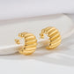 C Shape Stripe Earrings [304 Stainless Steel,18K Gold Plated]