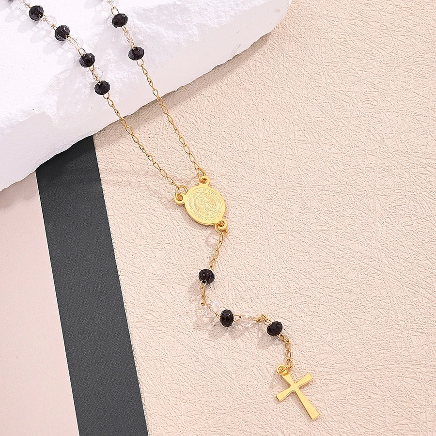 Cross Virgin Mary JesusNecklace [304 Stainless Steel,18K Gold Plated]