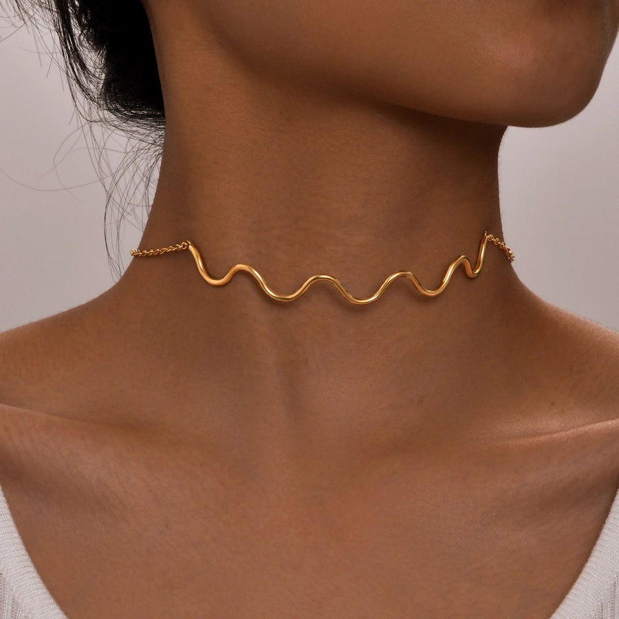 Waves Choker halskæde [304 rustfrit stål]