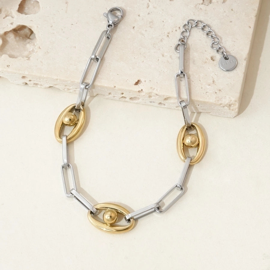 Mixed Silver Gold Bracelets [304 Stainless Steel, 14K Gold Plated]