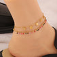 Star Flower Butterfly Enamel Anklet [304 Stainless Steel, 18K Gold Plated]