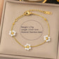 White Daisy Flower Bracelet [304 Stainless Steel,18K Gold Plated]