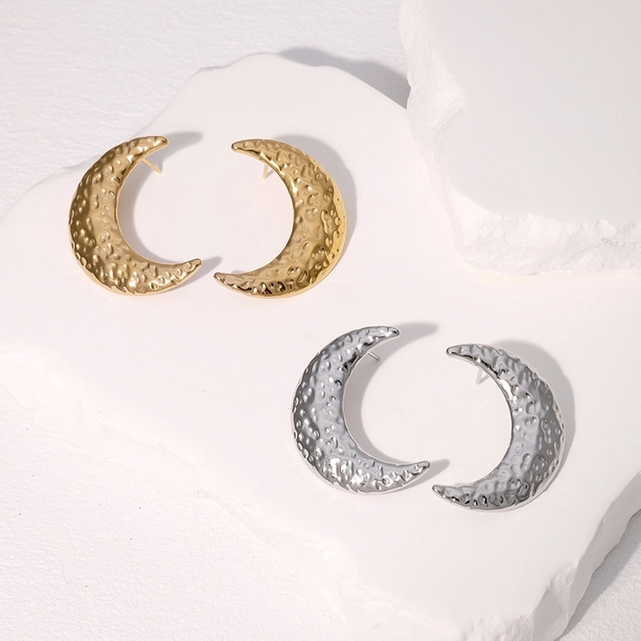 Moon Earrings [304 Stainless Steel,18K Gold Plated]