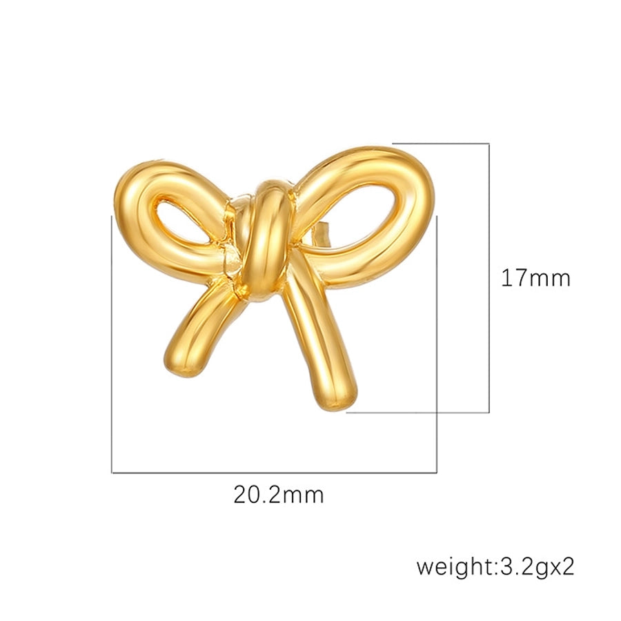 Bow Knot Earrings [304 Stainless Steel,18K Gold Plated]