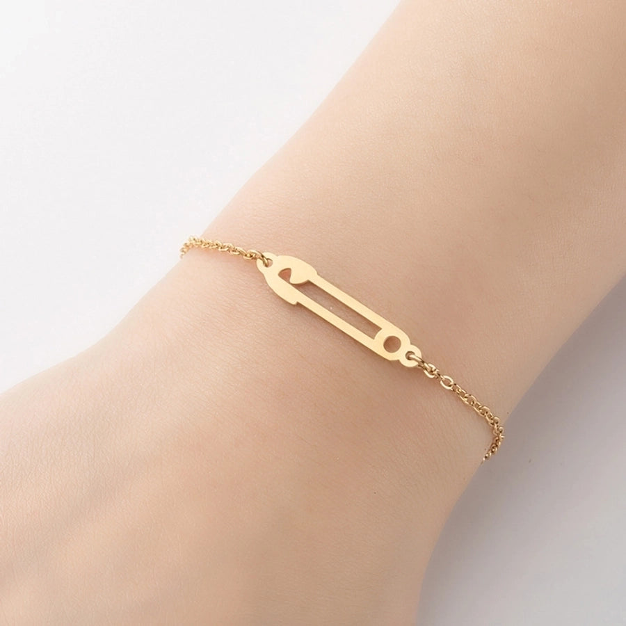 Fashion Shapes Chain Bracelet [201 Stainless Steel, 18K Gold Plated]