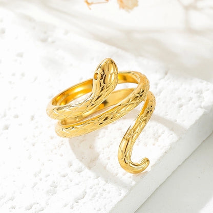 Anillo de serpiente [304 acero inoxidable, 18k dorado chapado]