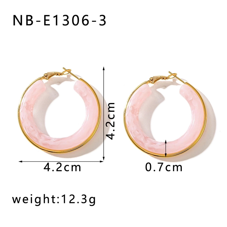 Kruhové vícebarevné náušnice [304 z nerezové oceli, 18k zlaté]