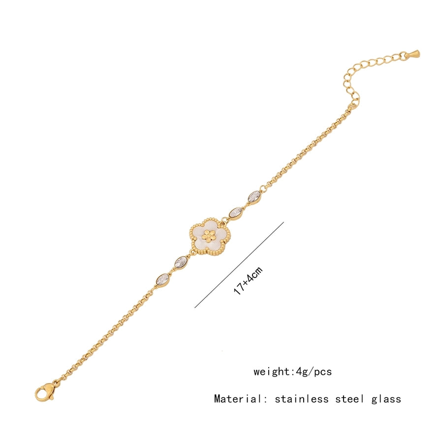 Glass Stones Symbols Bracelet [Stainless Steel,18K Gold Plated]