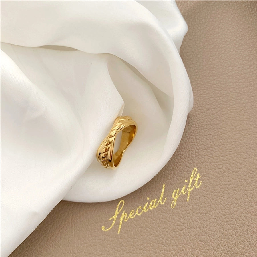 simple style commute solid color stainless steel plating gold plated rings