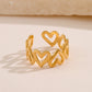 Hollow Heart Open Ring [304 Stainless Steel 18K Gold Plated]