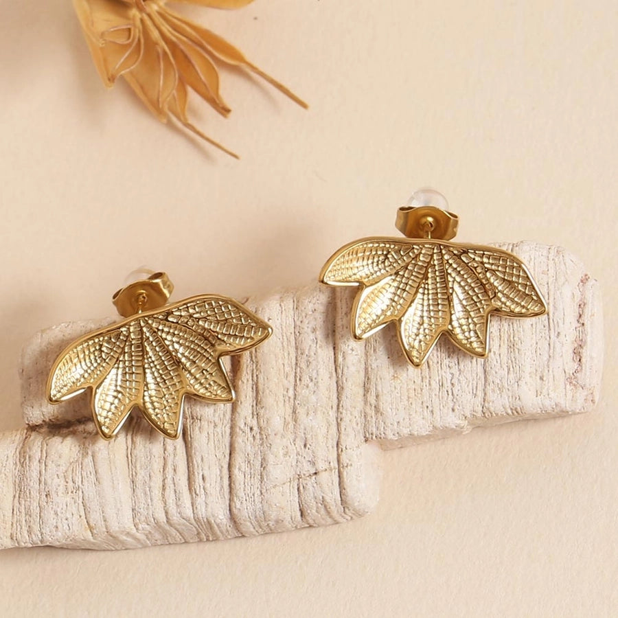 Mix Flower Earrings [304 Stainless Steel,18K Gold Plated]