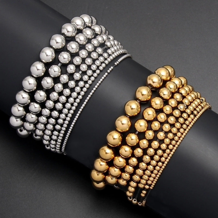 Round Beads Elastic Bracelet [304 Stainless Steel