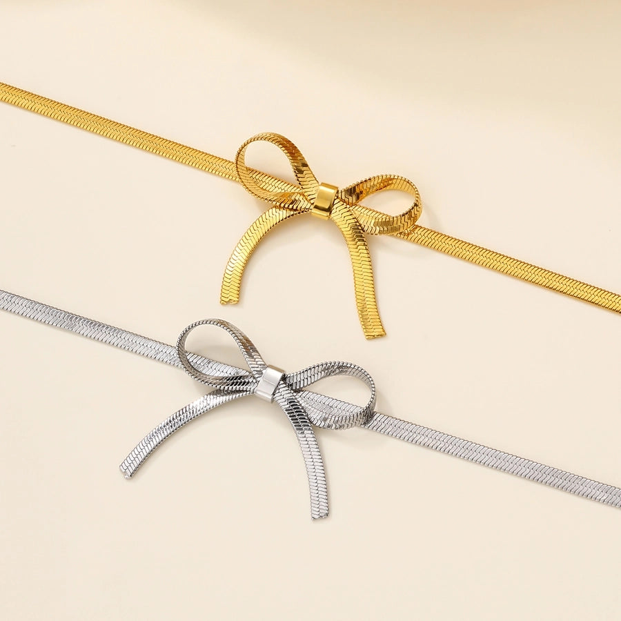 Cute Bow Knot Anklet [304 Stainless Steel, 18K Gold Plated]