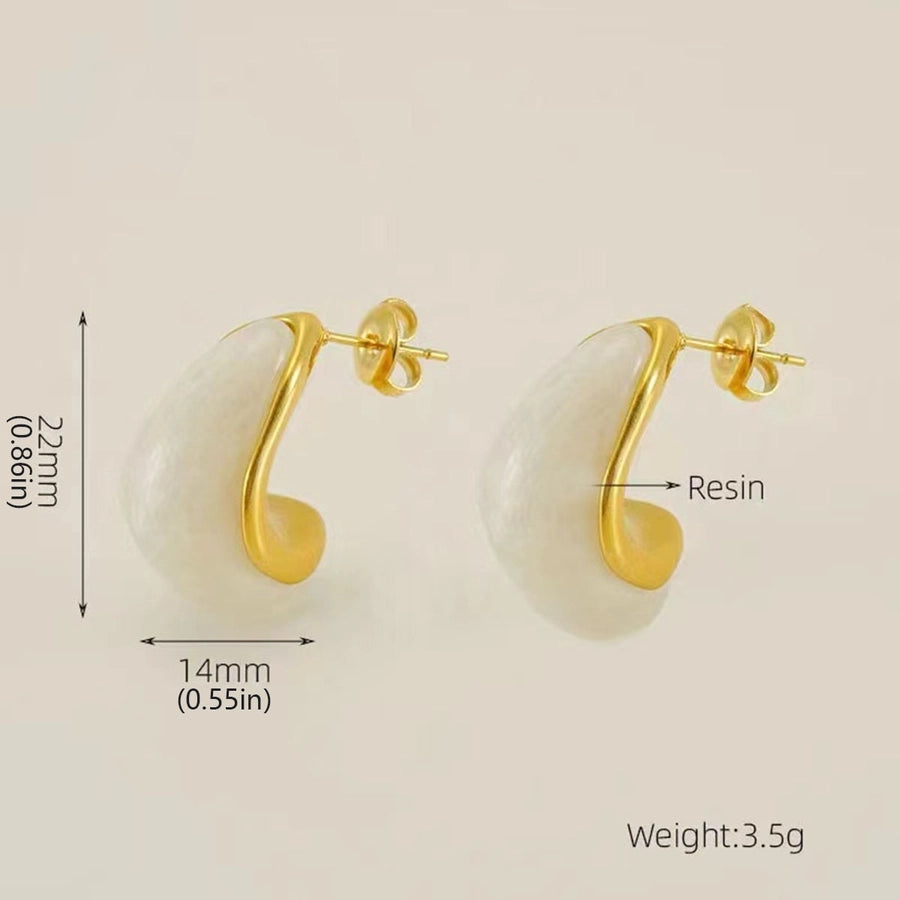 Water Droplets Resin Earrings [304 Stainless Steel,18K Gold Plated]