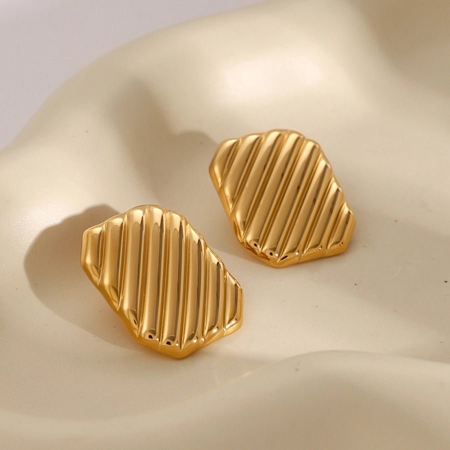 Quadrilateral Plating Earrings [304 Stainless Steel,18K Gold Plated]