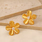 Flower Inlay Zircon Earrings [304 Stainless Steel,18K Gold Plated]