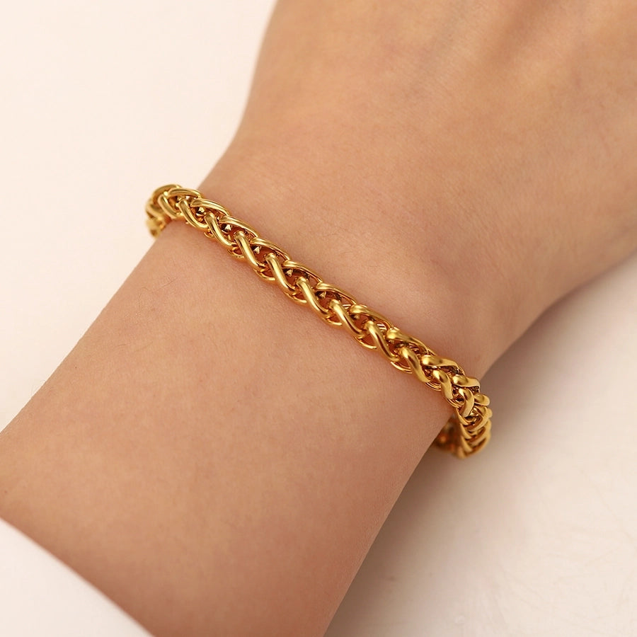 Franco Wheat Chain Bracelet [304 Stainless Steel, 18K Gold Plated]