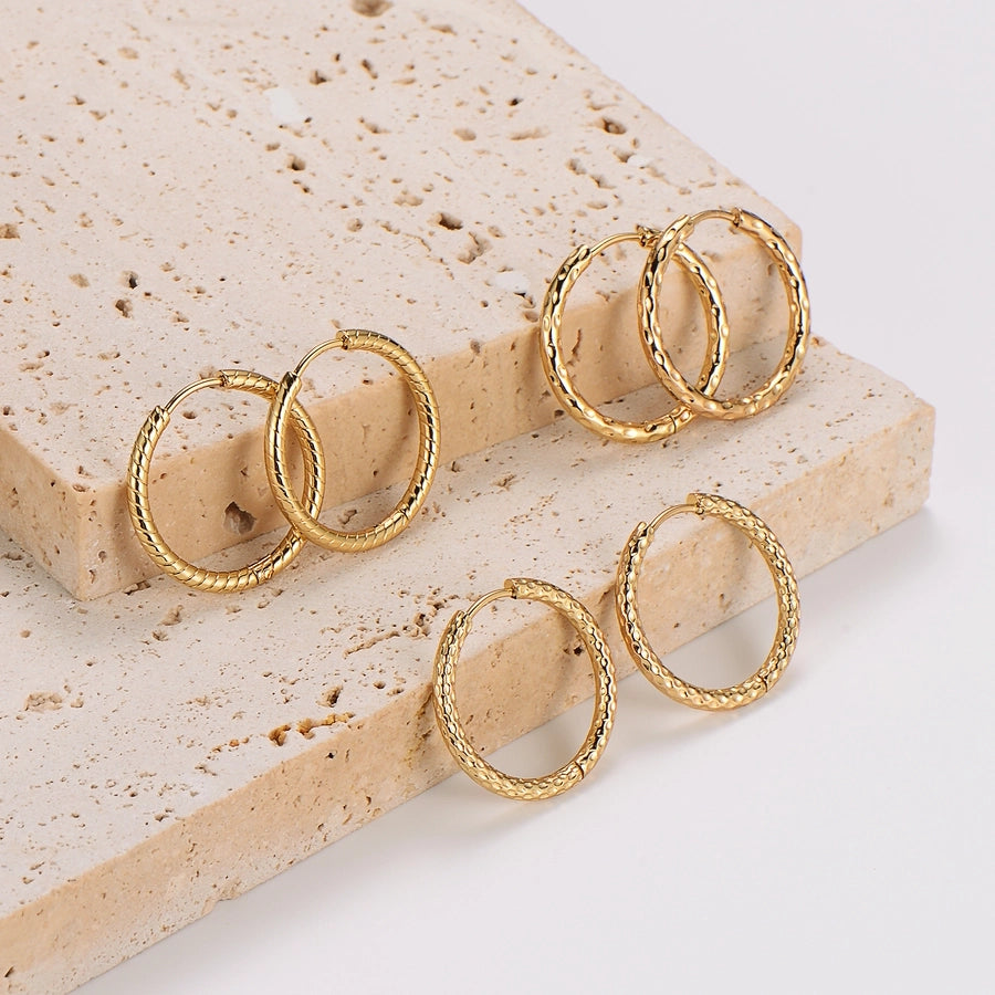 Pack of 12 Pairs Hoop Earrings [304 Stainless Steel,18K Gold Plated]