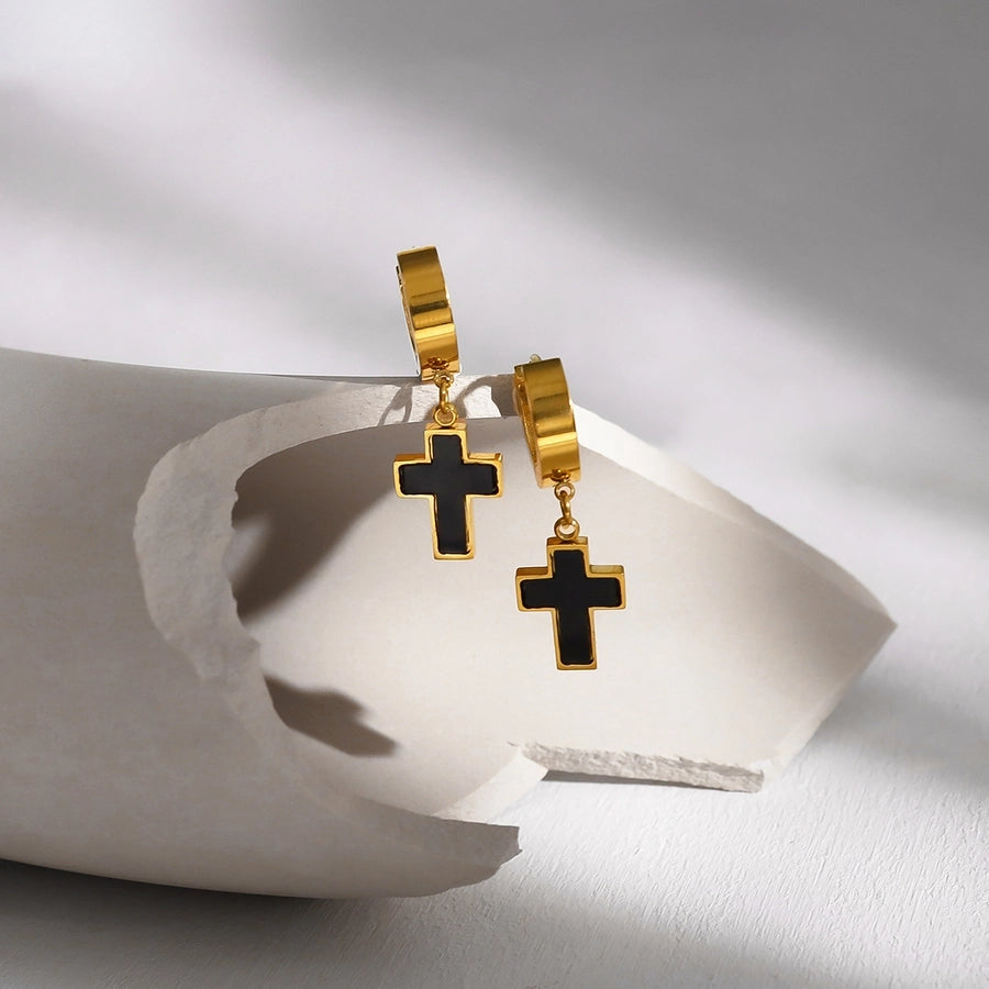 Cross Drop Earrings Earrings [304 Stainless Steel]