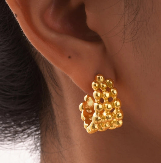 Boucles d'oreilles à balles rondes [304 en acier inoxydable, 18 carats en or]