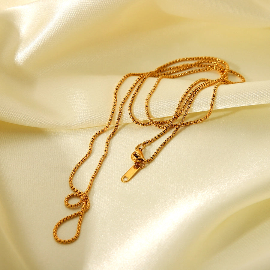 Long Double Layer Necklace [304 Stainless Steel,18K Gold Plated]