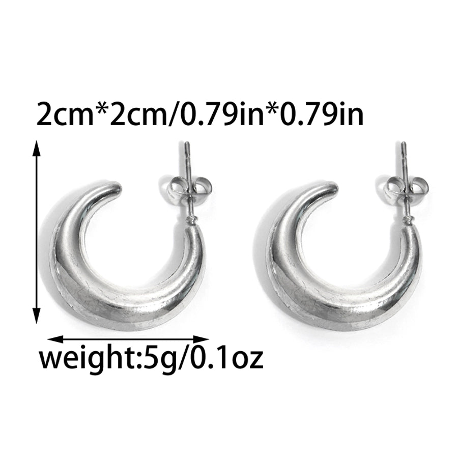 C Shape Moon Twist Plating Hoop Earrings [304 Stainless Steel,14K Gold Plated]