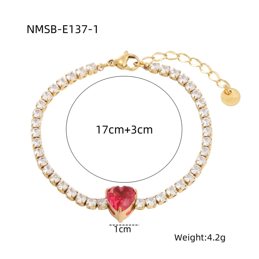 Heart Shape Rhinestones Bracelets [304 Stainless Steel]