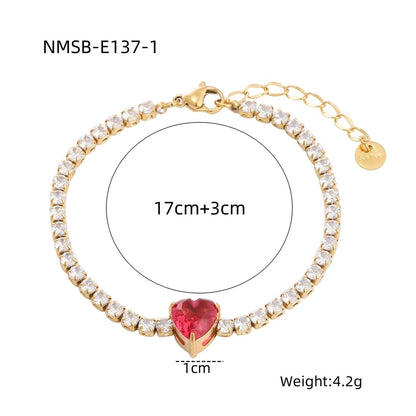 Heart Shape Rhinestones Bracelets [304 Stainless Steel]