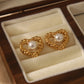 Imitation Pearl Zircon Earrings [304 Stainless Steel,18K Gold Plated]