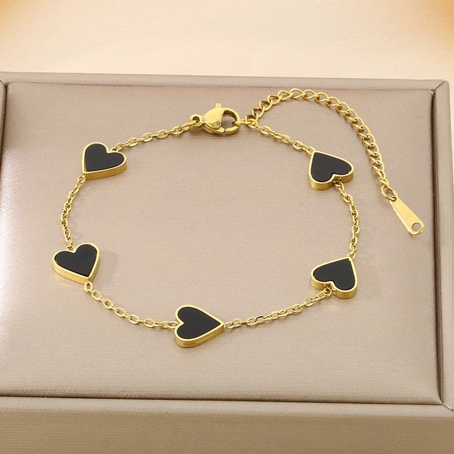 Acrylic Heart Cable Chain Bracelets [304 Stainless Steel,18K Gold Plated]