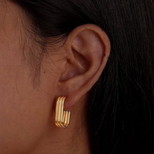 Pendientes de líneas [201 acero inoxidable, 18k dorado chapado]