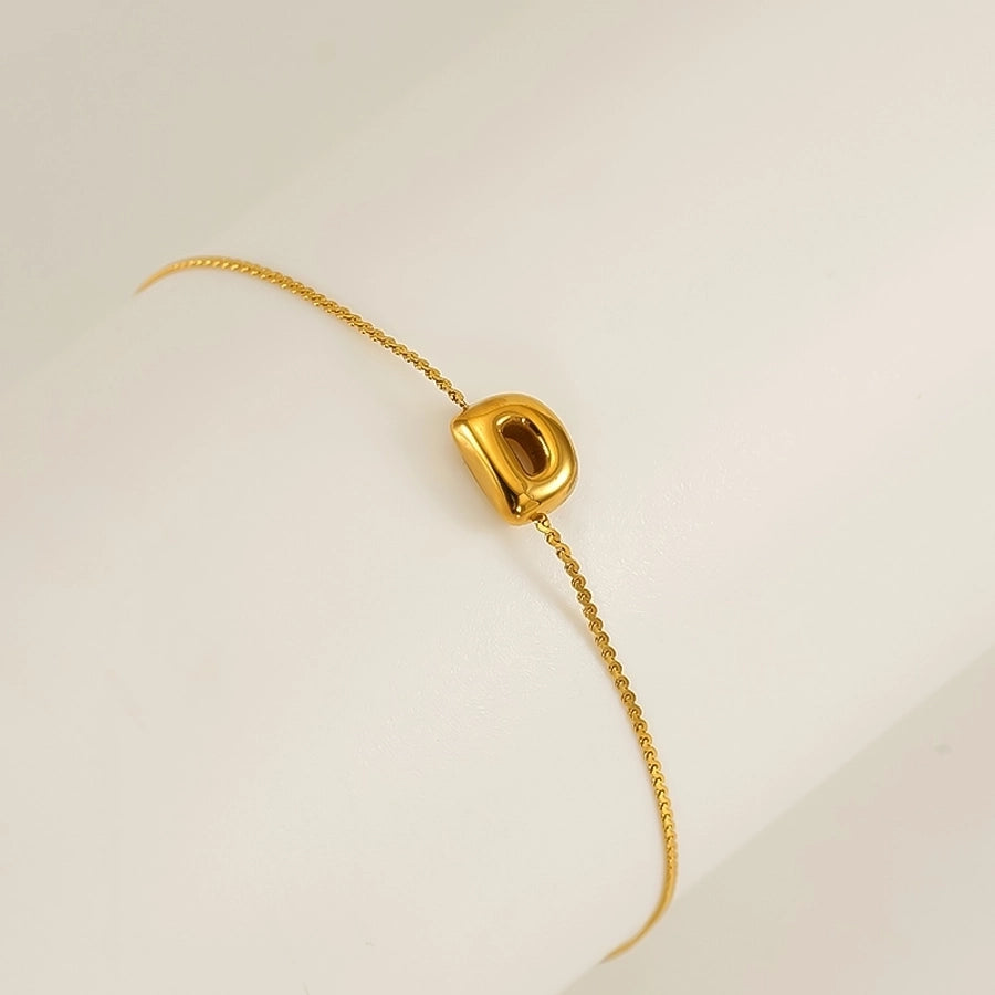 Pulseira de letra de estilo simples [304 aço inoxidável, peito de ouro de 18k]