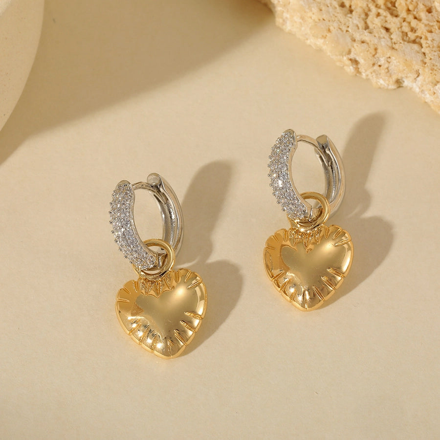 LuxuriousHeart Shape Earrings  [304 Stainless Steel,18K Gold Plated]