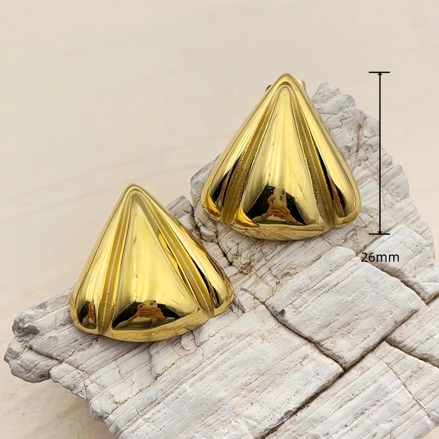 Triangle Petal Earrings [ Stainless Steel, 18K Gold Plated]